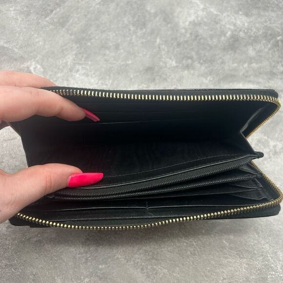 GUCCI Micro Guccissima Black Patent Leather Zip Around Long Luxury Wallet - Picture 8 of 16